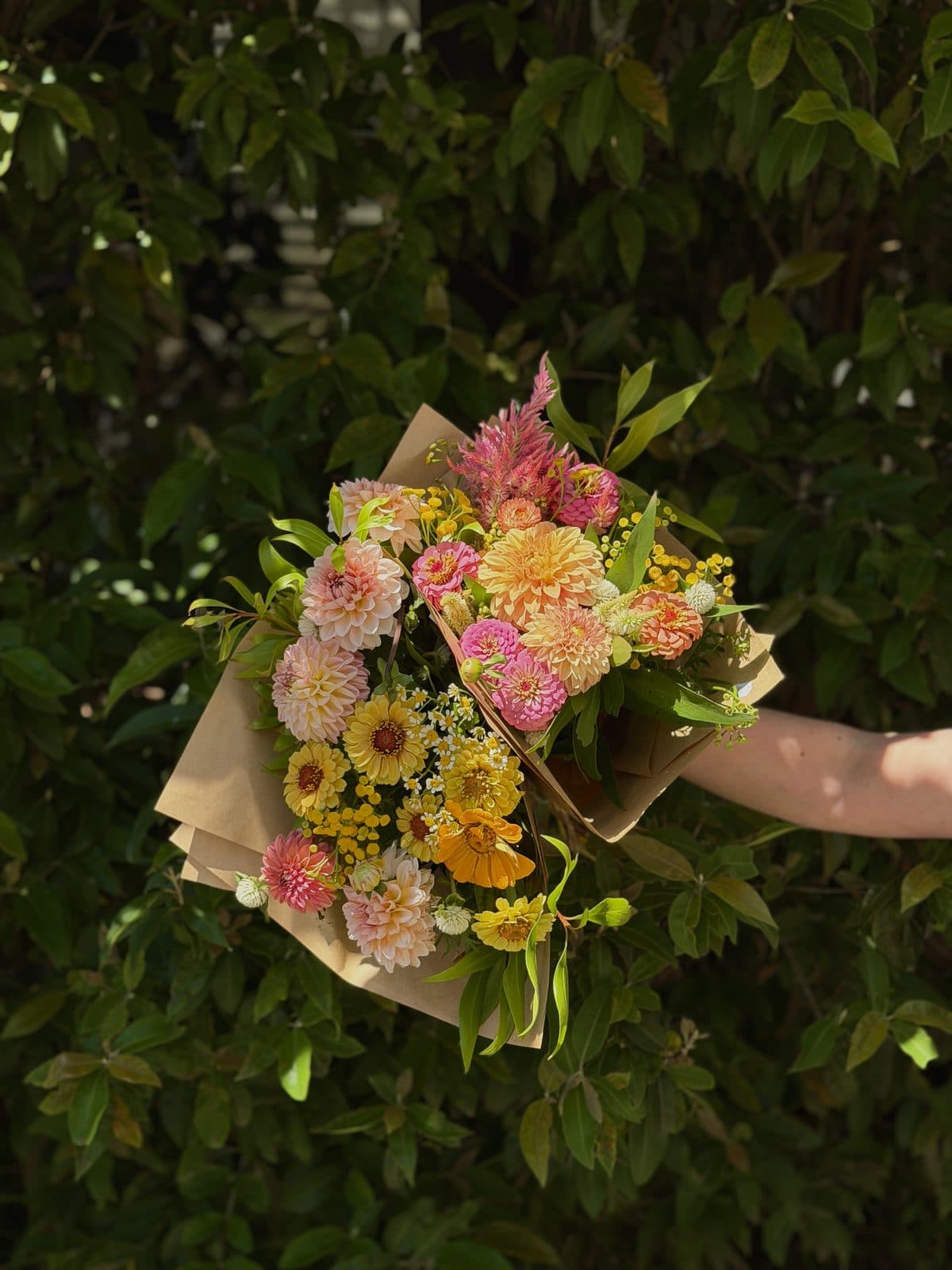A bunch of just-picked flowers